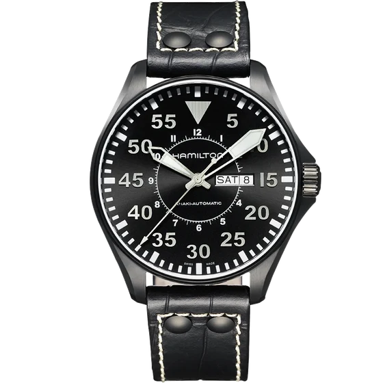 Hamilton Khaki Aviation Pilot Day Date Auto H64785835 kol saati