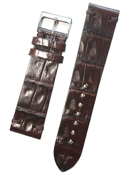 Toscana Handmade Italian Vintage Style Brown Center Cut Crocodile, Tacking-Stitching #GR-V
