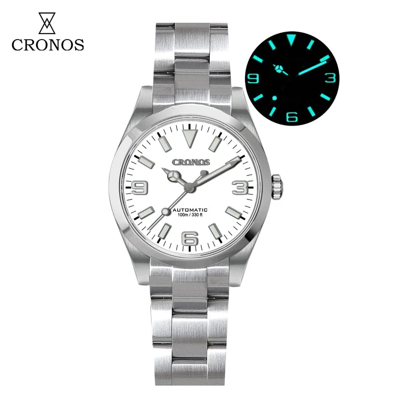 Cronos Watch Store Cronos 39mm Explore Dive Watch L6016 克诺时-L6016-8215机芯-黑色-钢带 39 mm kol saati