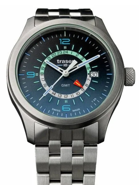 Traser Aurora GMT, Dual-Time Watch with an Anti-Reflective Sapphire Crystal #107036 42 mm kol saati