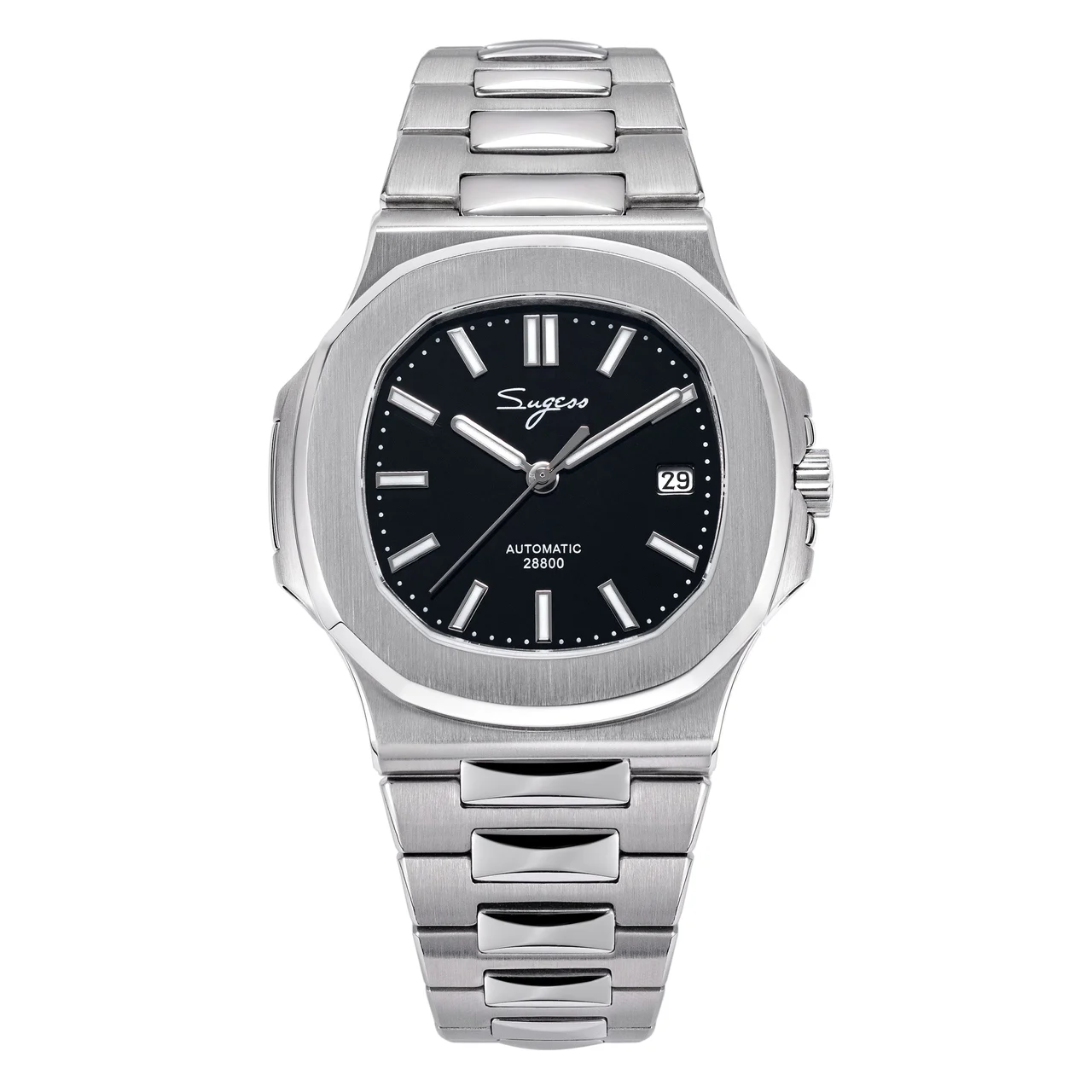 Sugess Heritage S466 PP Octagonal Day Display Black Dial Stainless Heritage S466 PP Octagonal Day Display Black Dial Stainless- 39 mm kol saati