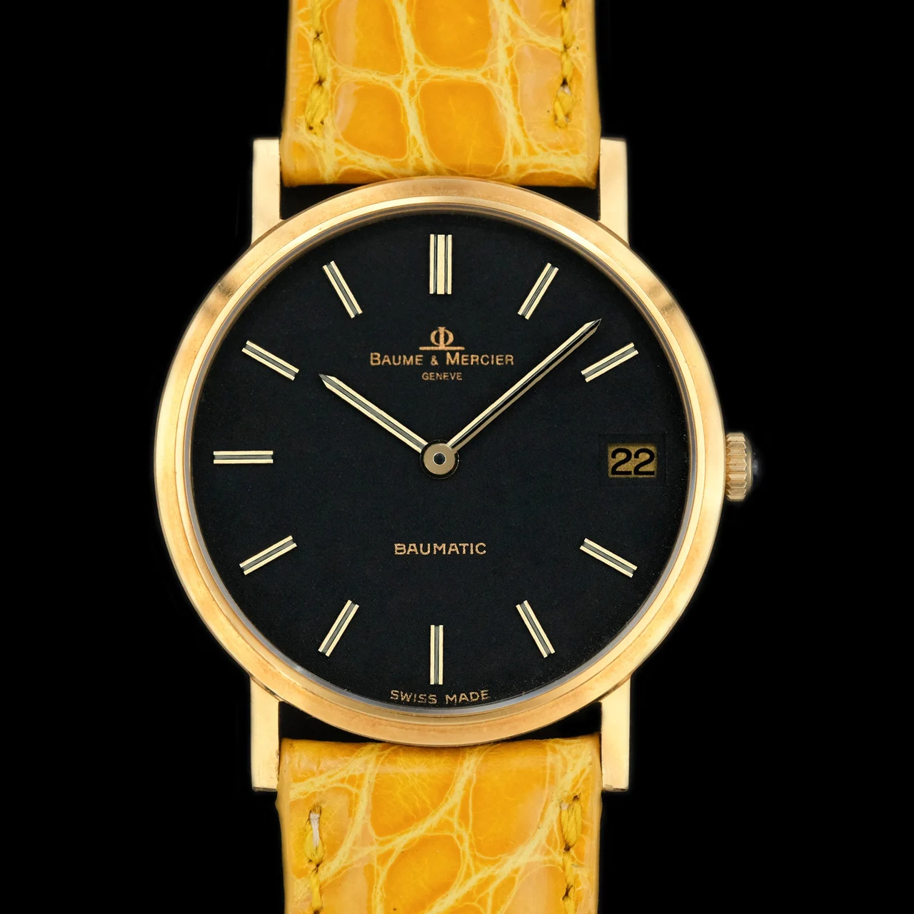 Baume & Mercier "Baumatic" 18k Gold from the 1970s 34 mm kol saati
