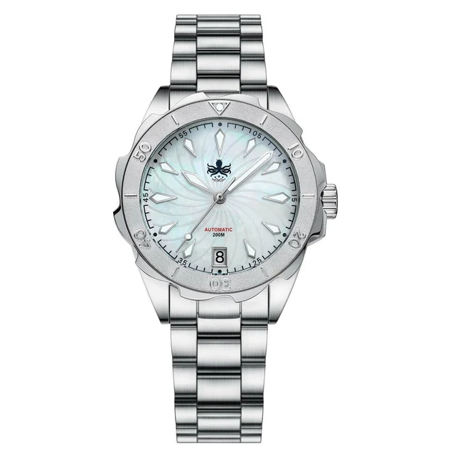 Phoibos Sea Nymph 200M Diver with Akoya White Dial #PY038E kol saati