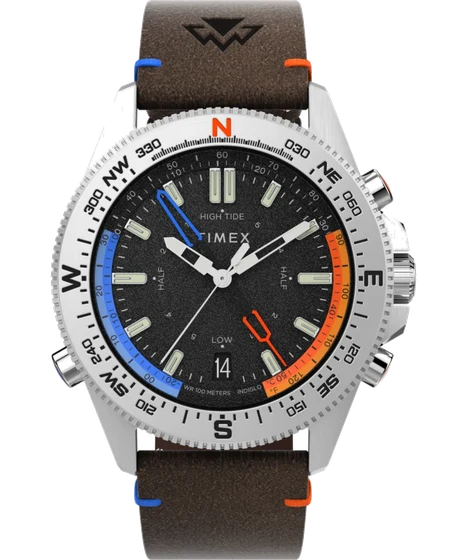 Timex Expedition Tide-Temp-Compass 43mm Eco-Friendly Leather Strap Watch TW2V64400 kol saa