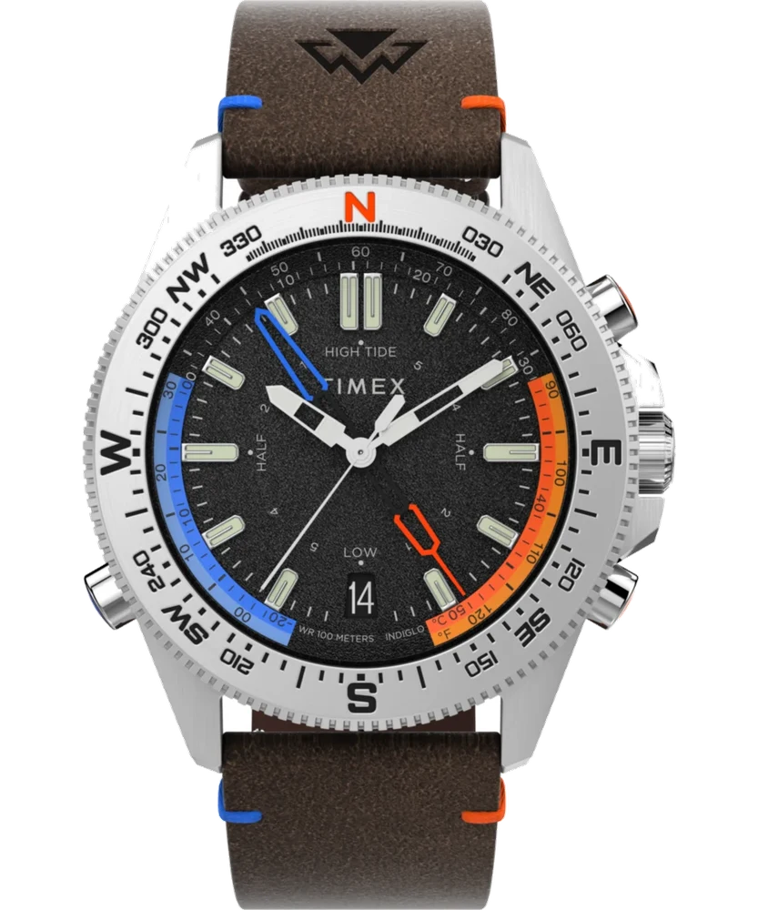 Timex Expedition Tide-Temp-Compass 43mm Eco-Friendly Leather Strap Watch TW2V64400 43 mm kol saati