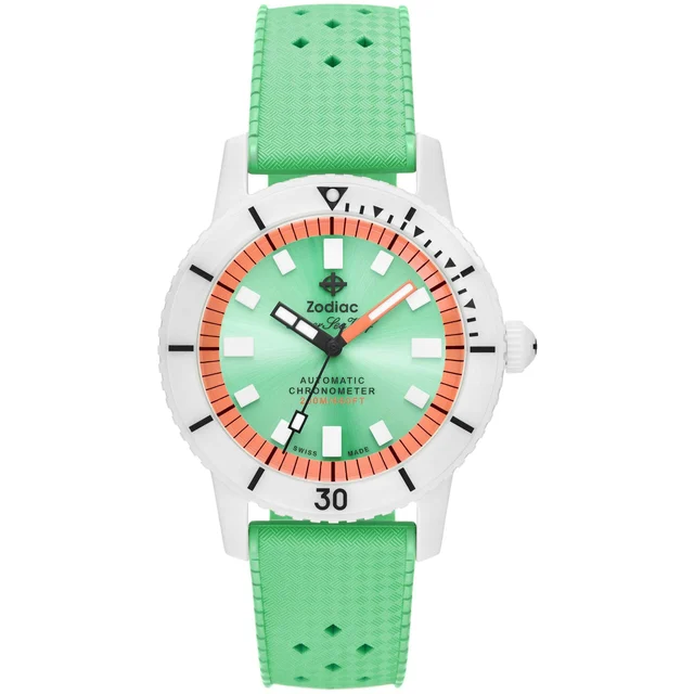 Zodiac Super Sea Wolf Ceramic Edition Green and White ZO9592 kol saati