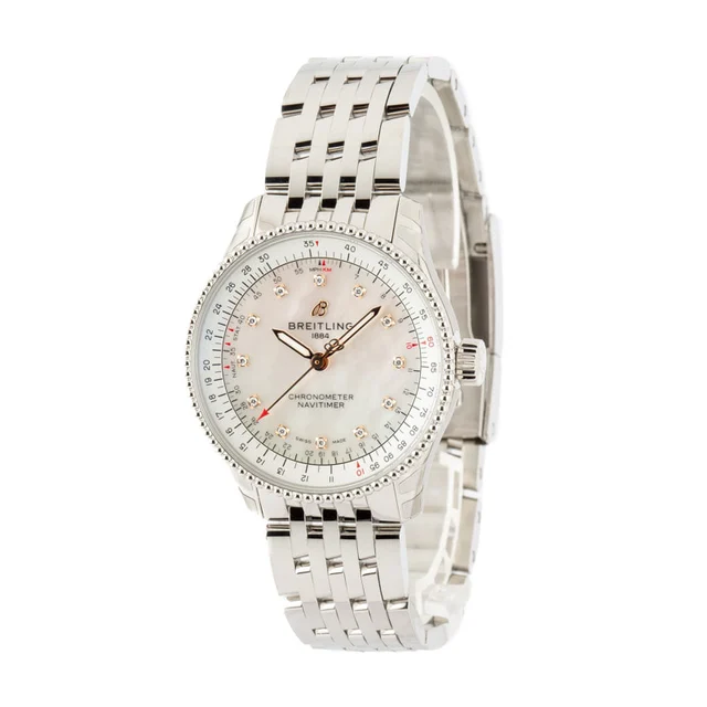 Breitling Navitimer Automatic 35 Mother of Pearl Diamond Dial A17395211A1A1 kol saati