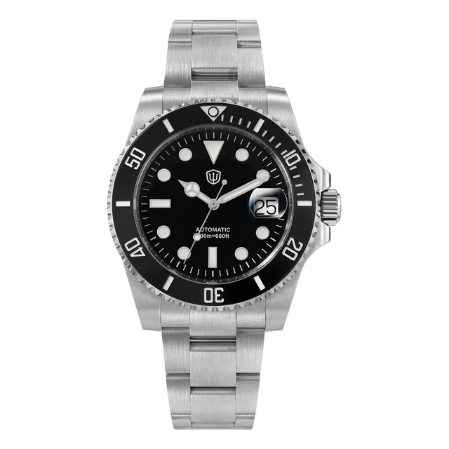 Watchdives Sub Diver Watch WD5512B- ST2130- 全黑-钢带 kol saati
