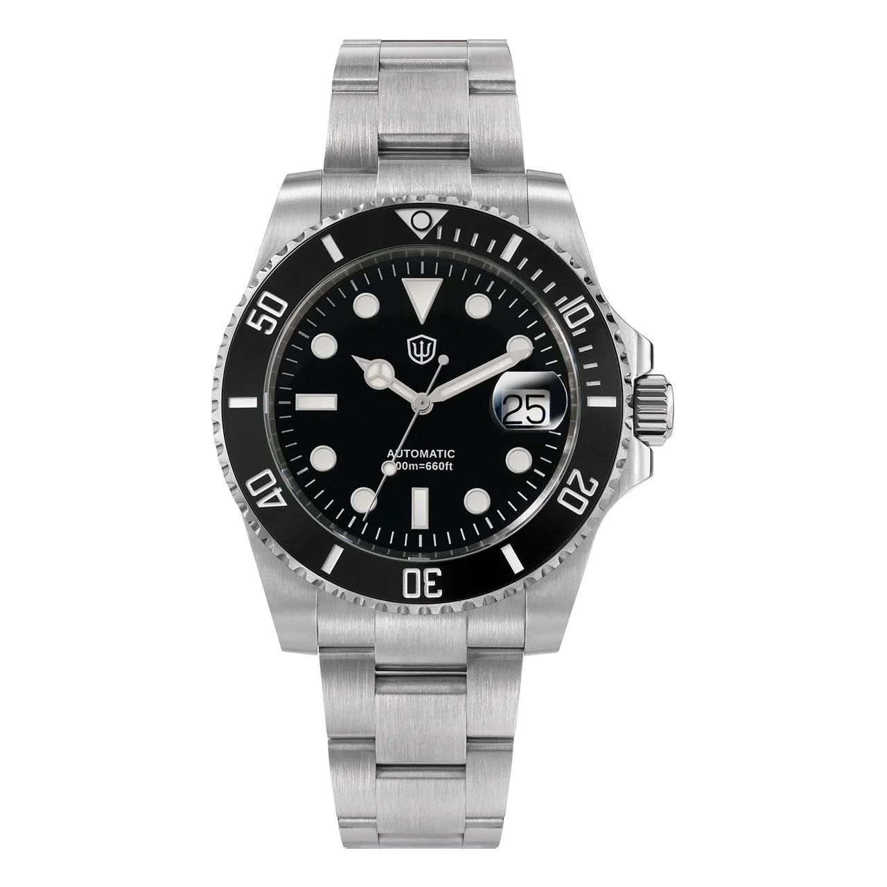 Watchdives Sub Diver Watch WD5512B- ST2130- 全黑-钢带 40 mm kol saati