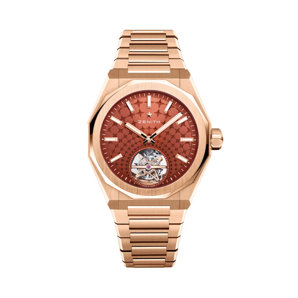 Zenith Defy Skyline El Primero Tourbillon Rose Gold 41mm - Red on Bracelet w/ Extra Rubber Strap 18.9301.3630/67.I001 41 mm kol saati