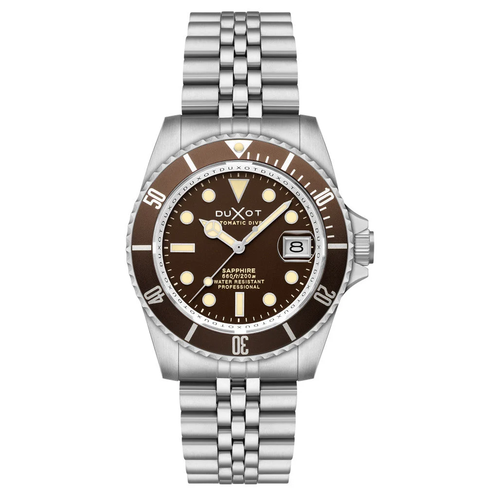 Duxot Atlantica Automatic Dive Watch with Chestnut Brown Dial #DX-2057-CC kol saati