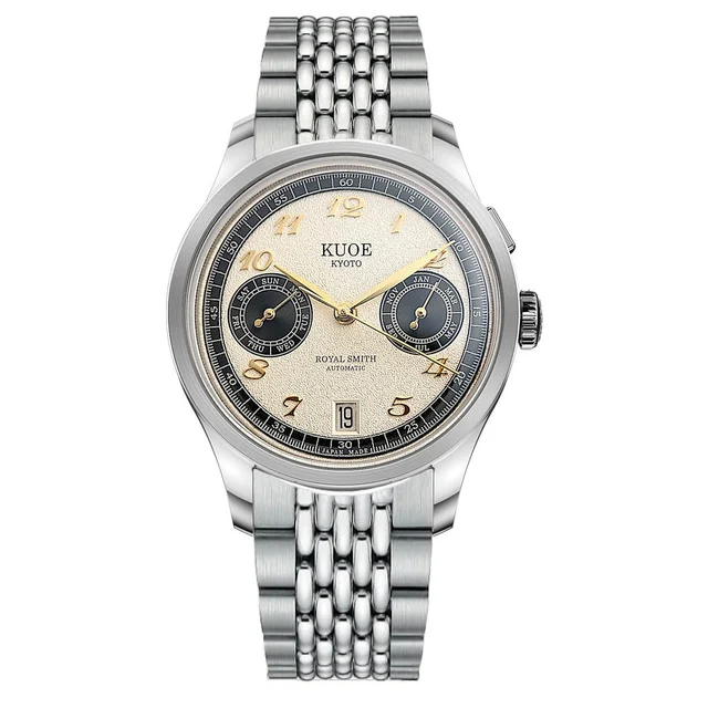 Kuoe Royal Smith 90-0010 Grainy Panda Dial Watch #RS90010-PA-GRAINY-BOR-EX kol saati