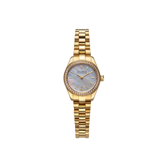 Default Petit Soleil Round Uhr Gold Pearl Crystal PH-W-1177 kol saati