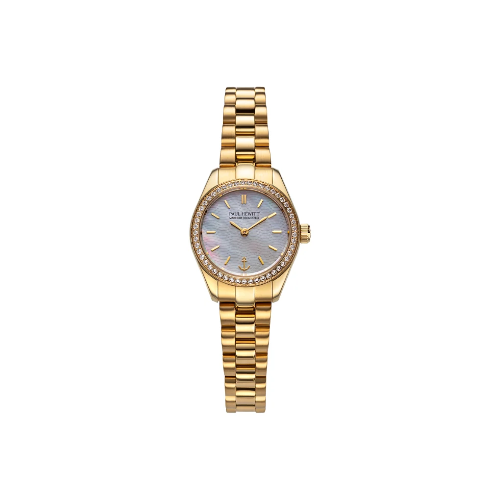 Default Petit Soleil Round Uhr Gold Pearl Crystal PH-W-1177 kol saati