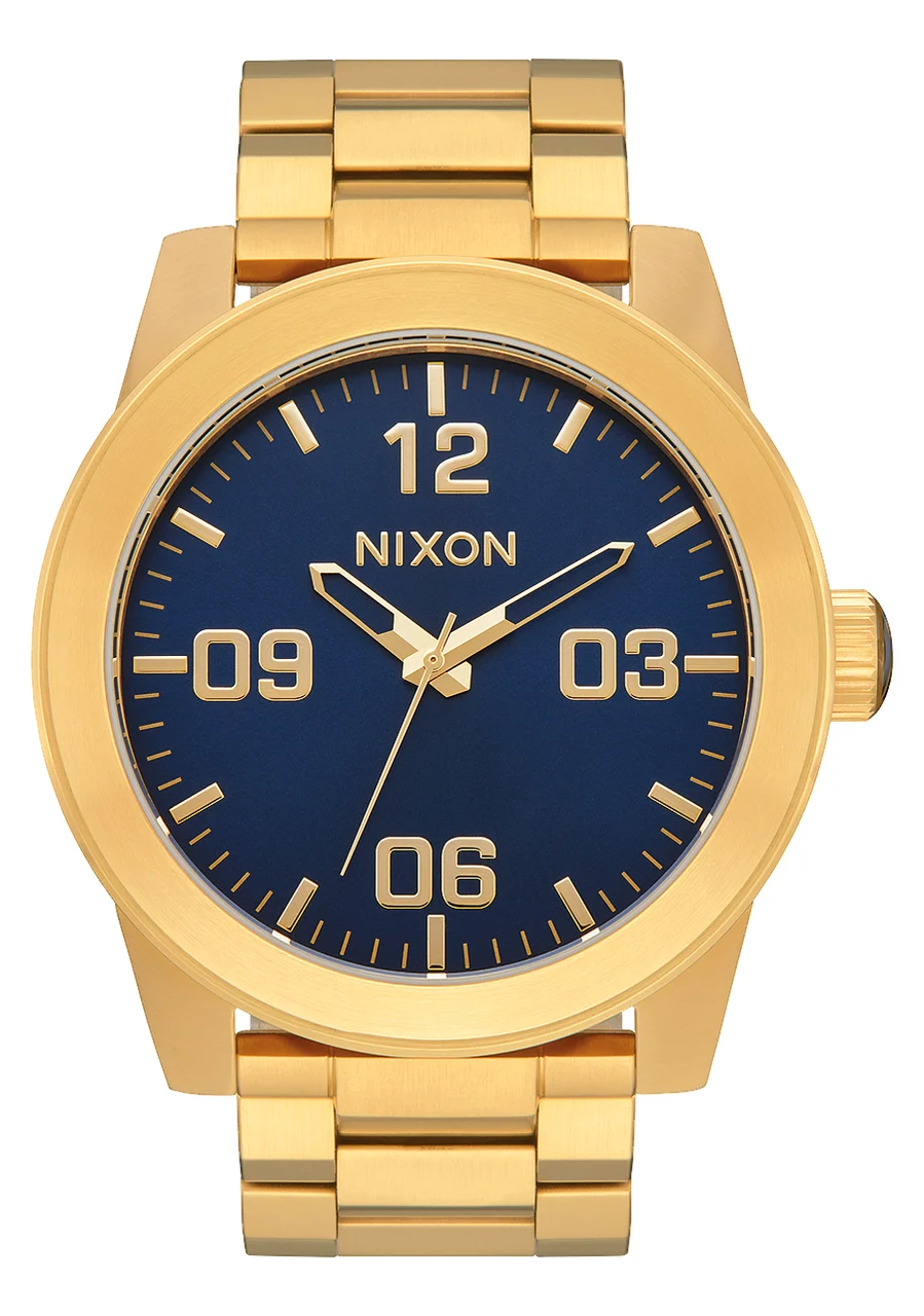 Nixon US Corporal Stainless Steel - Gold / Blue Sunray / Gold A346-3334-00 48 mm kol saati