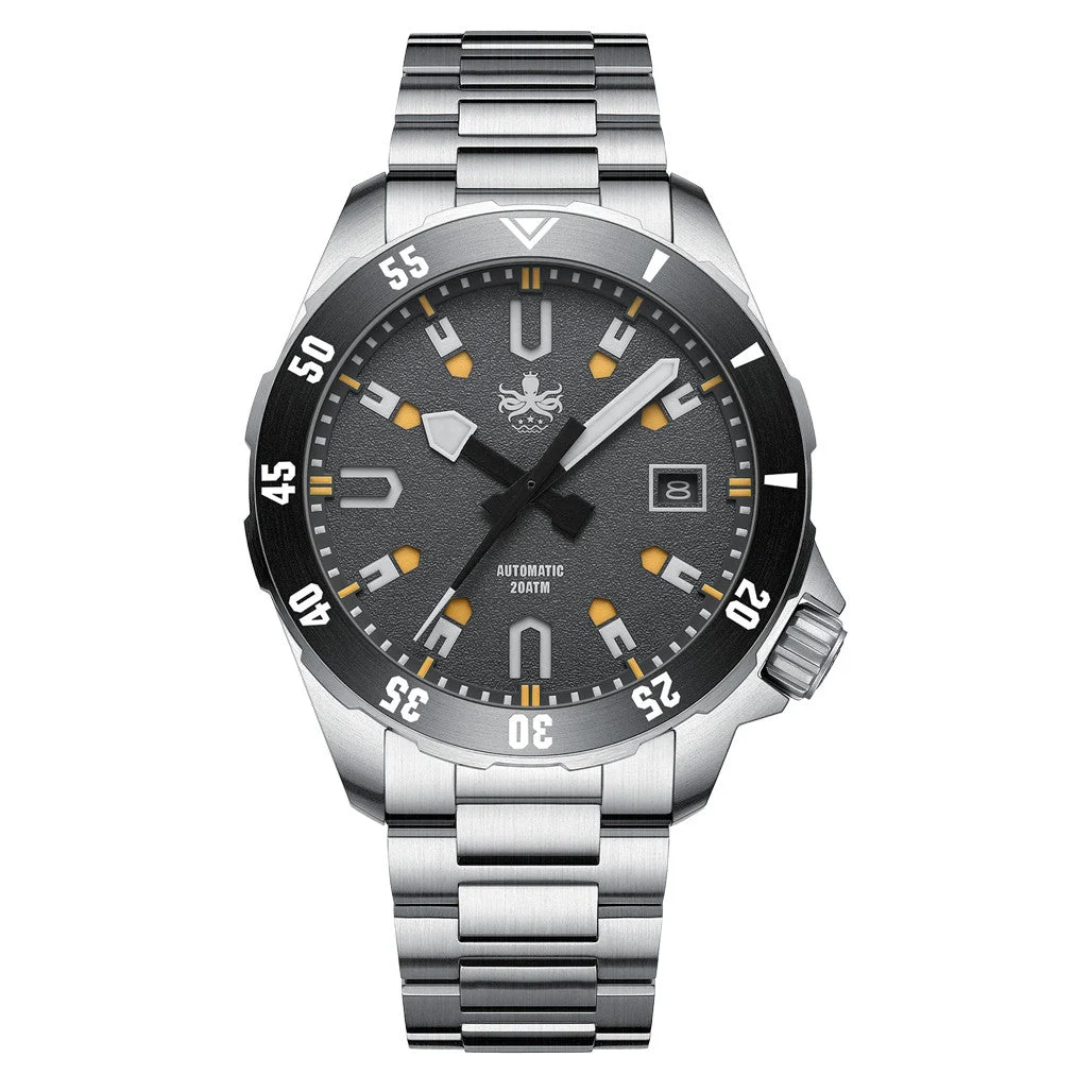 Phoibos APOLLO 200M Automatic Diver With Matte Grey Dial #PY056D 46 mm kol saati