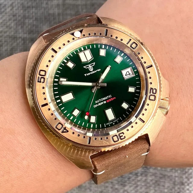 Tandorio Bronze Turtle Diver NH35 Sunburst 20bar Sapphire TD233 14:350853#logo green;5:569