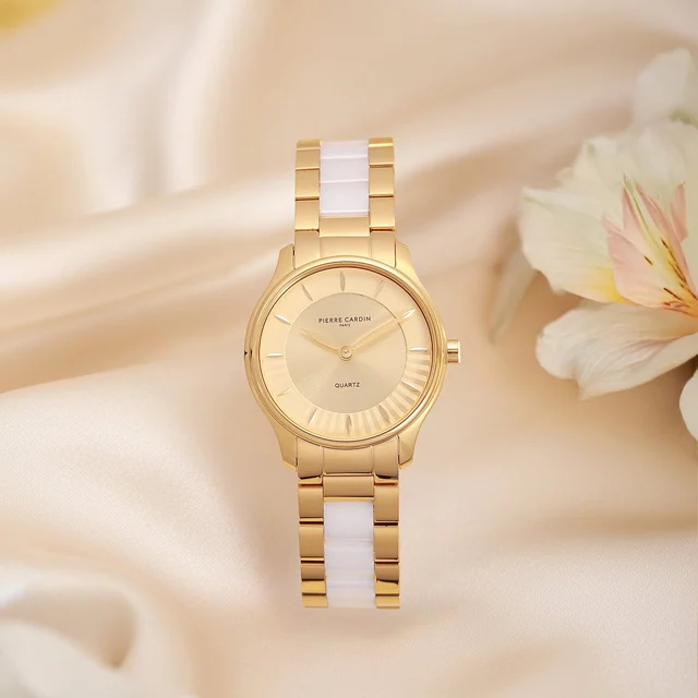 Élitaire Céramique Gold with Gold Metal Strap with White Ceramic Links CF.1032.CG kol saat