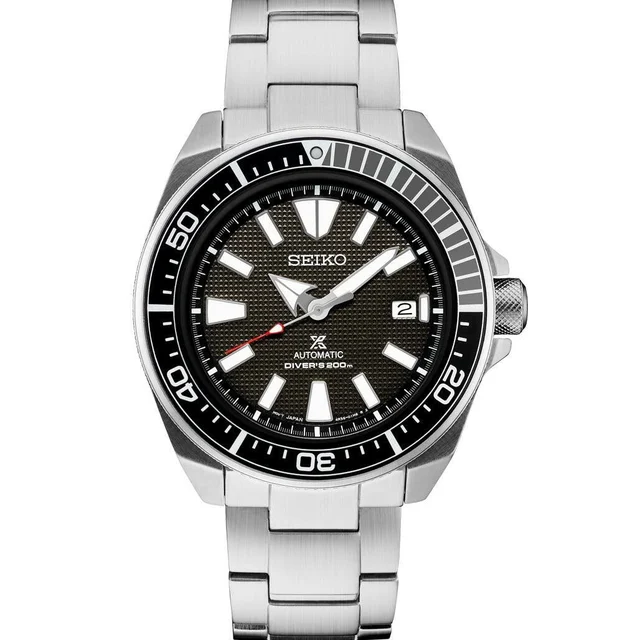 Seiko Samurai Prospex Automatic Dive Watch with Black Dial and Stainless Steel Bracelet #S