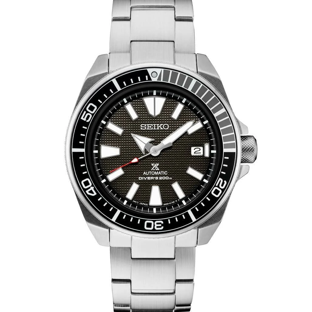Seiko Samurai Prospex Automatic Dive Watch with Black Dial and Stainless Steel Bracelet #SRPF03 kol saati