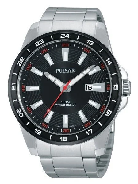 Pulsar Quartz Sport Watch with 46mm Case and Black Dial #PH9055X kol saati