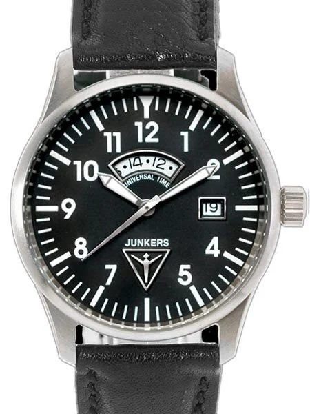 Junkers Swiss GMT Watch with Second Independent Time Zone #6240-2 kol saati
