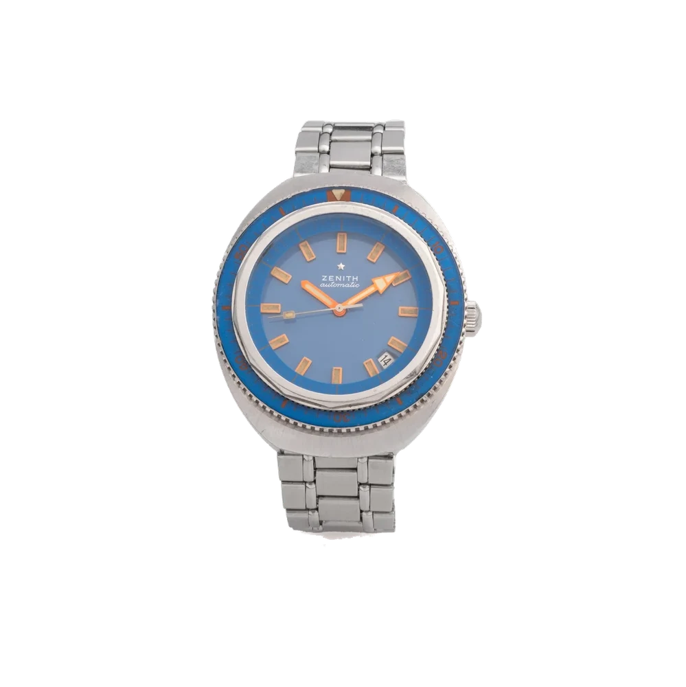 Zenith Ref. 196 D 649, diver’s, self-winding, centre-seconds, date, blue-azure dial and bezel; stainless steel kol saati