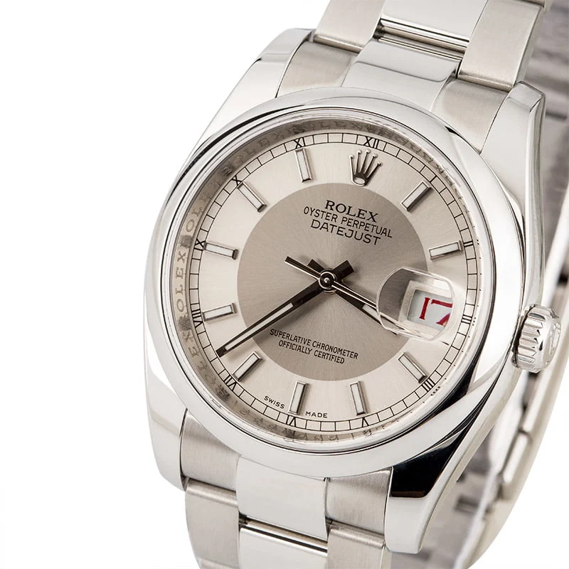 Rolex Datejust 116200 Silver Tuxedo Dial 116200SRSO 36 mm kol saati