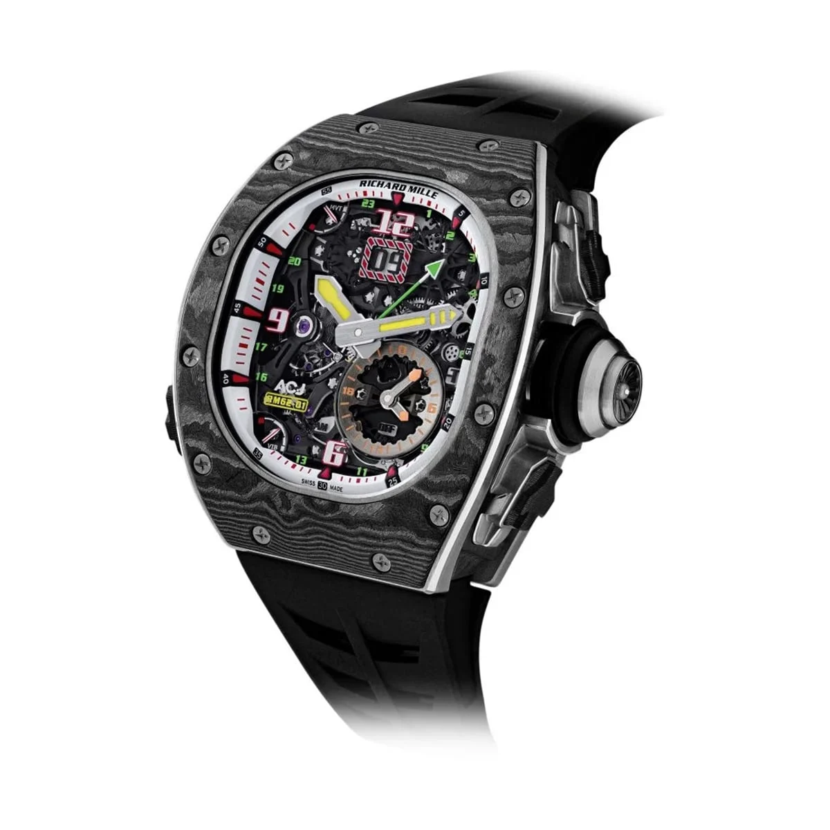 Richard Mille Tourbillon Vibrating Alarm ACJ Watch Richard Mille RM 62-01 Tourbillon Vibrating Alarm ACJ Watch 43 mm kol saati