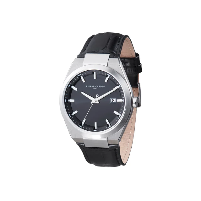 Batignolles Robust Stainless Steel watch with Black Dial with Black Leather Strap CML.0025