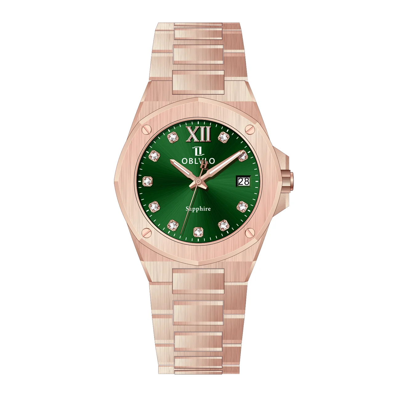OBLVLO AWS Series,33mm,Rose Gold Steel Strap,Rose Gold Steel Bezel AWS Series,33mm,Rose Gold Steel Strap,Rose Gold Steel Bezel, 33 mm kol saati