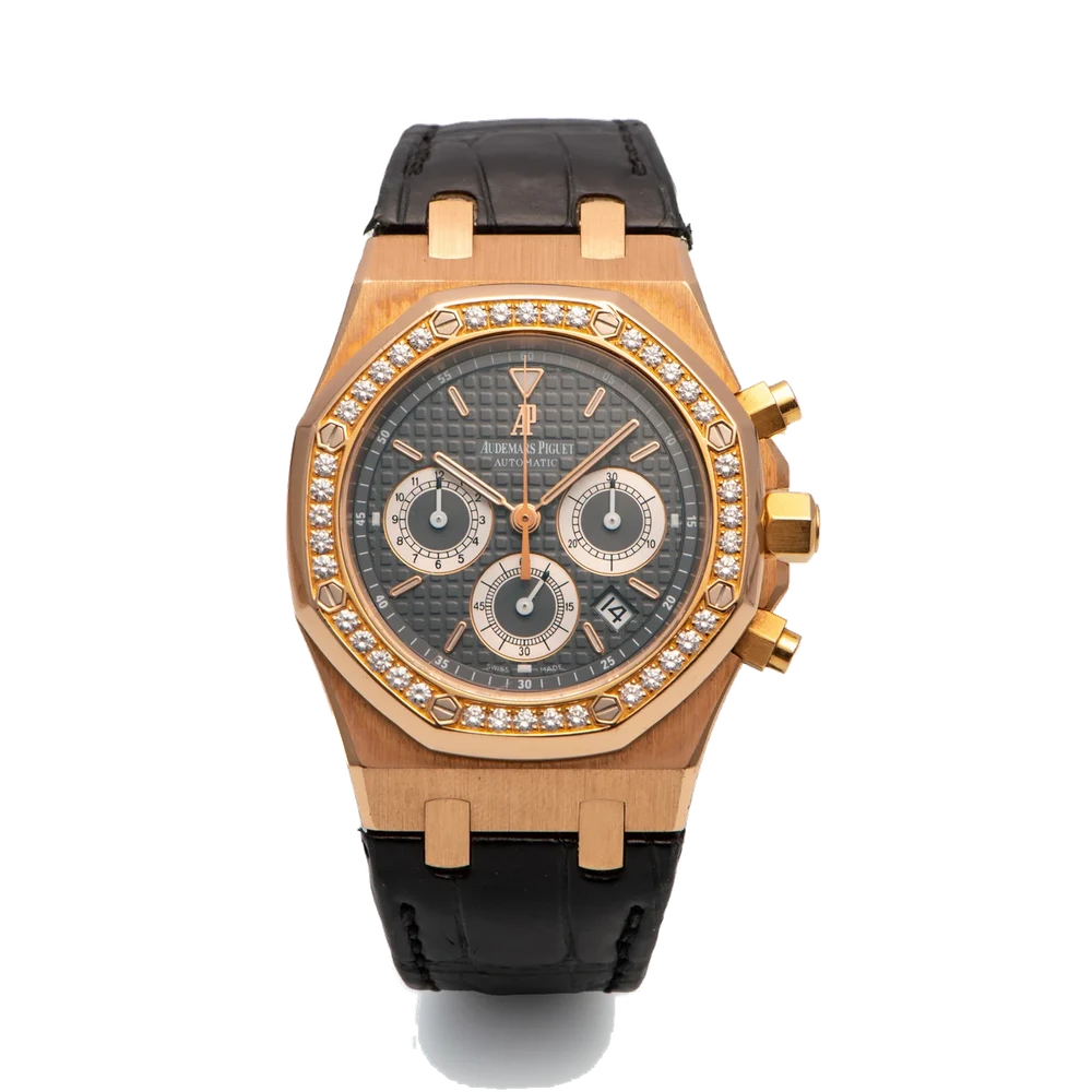 Audemars Piguet AUDEMARS PIGUET, REF. 26557, ROYAL OAK, GREY DIAL, DIAMOND BEZEL, PINK GOLD kol saati