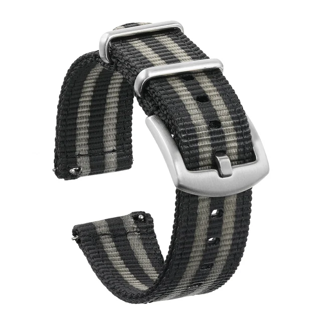 Wristfull Easy Release Nylon Strap for Field Watch 20mm 22mm C款快拆表带-C1-黑灰条纹-20mm kol saati