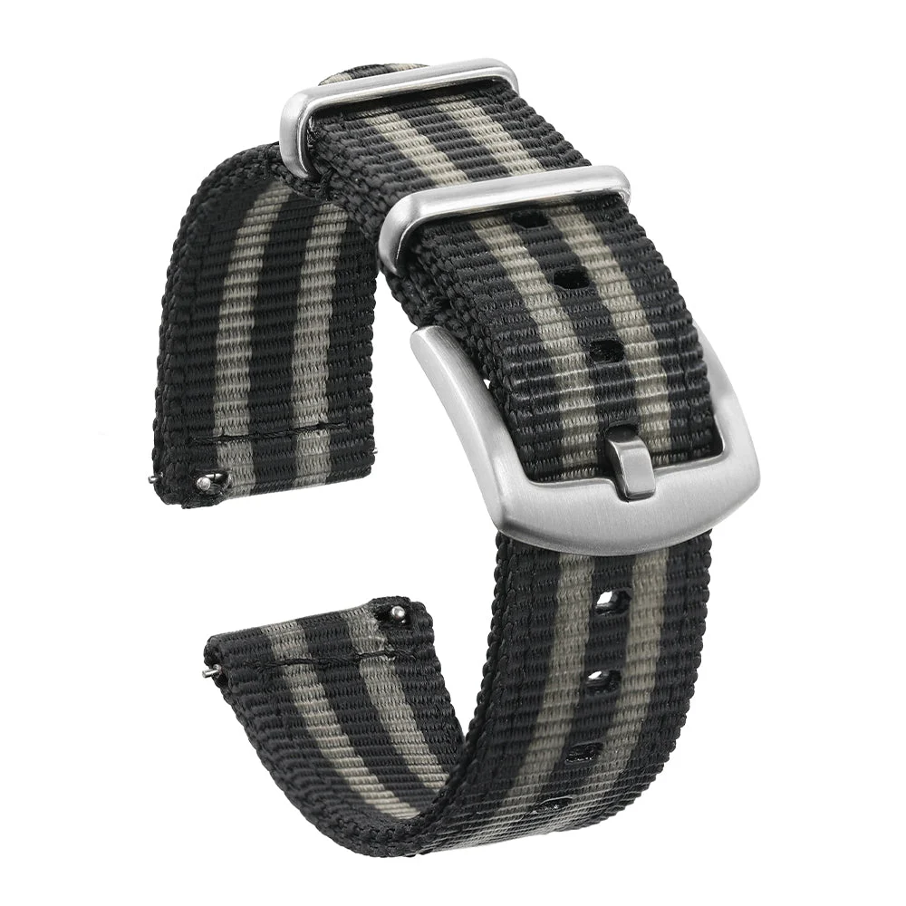 Wristfull Easy Release Nylon Strap for Field Watch 20mm 22mm C款快拆表带-C1-黑灰条纹-20mm kol saati