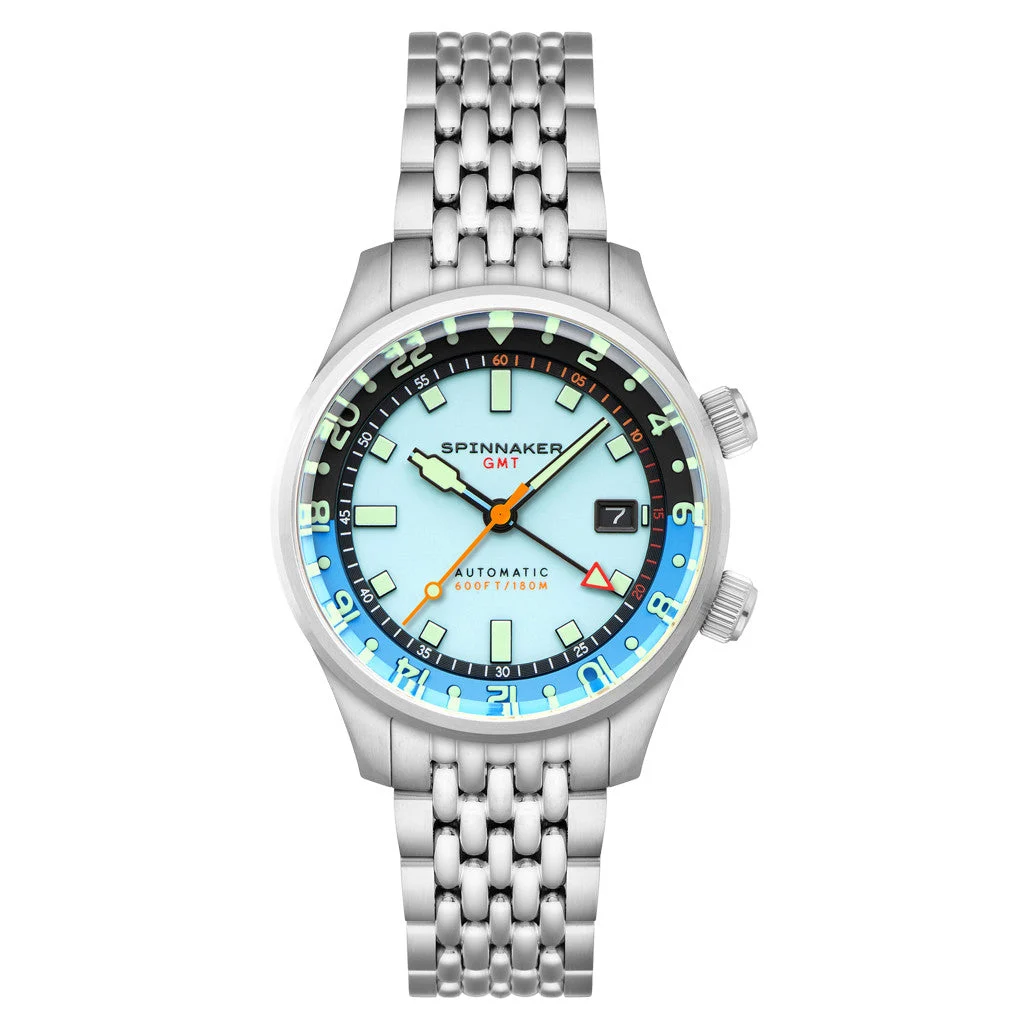 Spinnaker Bradner GMT Automatic watch with Mystic Aquamarine Blue Dial #SP-5121-CC kol saati