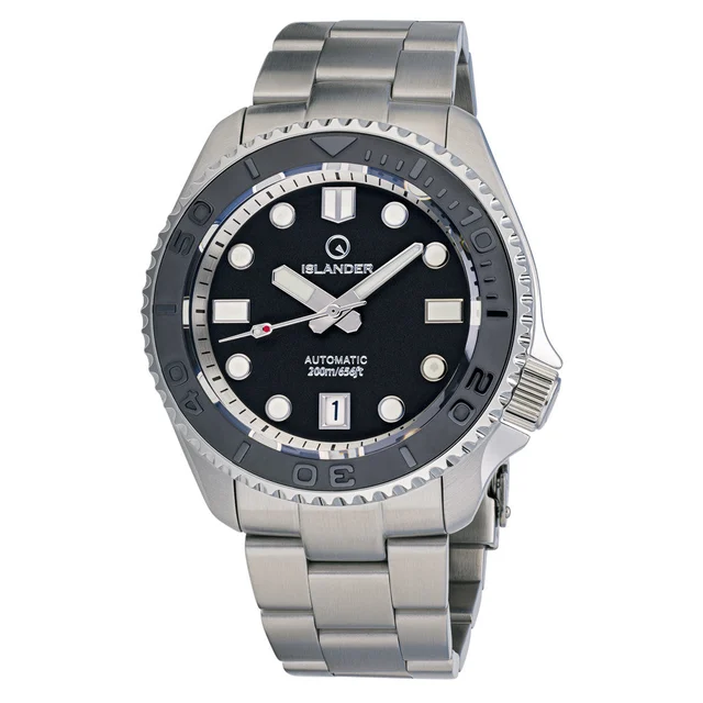 Islander Automatic Dive Watch with Black Dial and Embossed Ceramic Bezel #ISL-04 kol saati