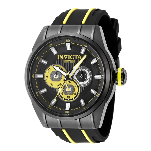Invicta Open Box Speedway Trackline Watch - 48mm, Yellow, Black (AIC-49052) kol saati