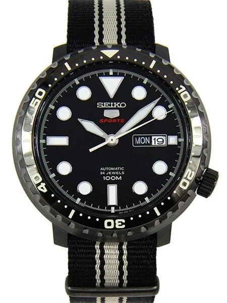 Seiko Sports Automatic 24-Jewel Bottle-Cap Watch with Black PVD Case #SRPC67K1 kol saati