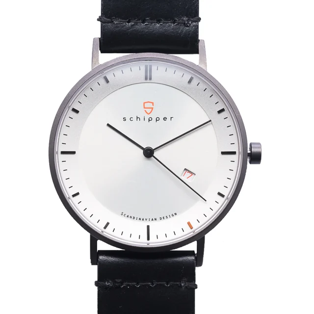 Schipperwatch Schipper NEW AESTHETIC 40 | Sunburst White | Svart Läder kol saati
