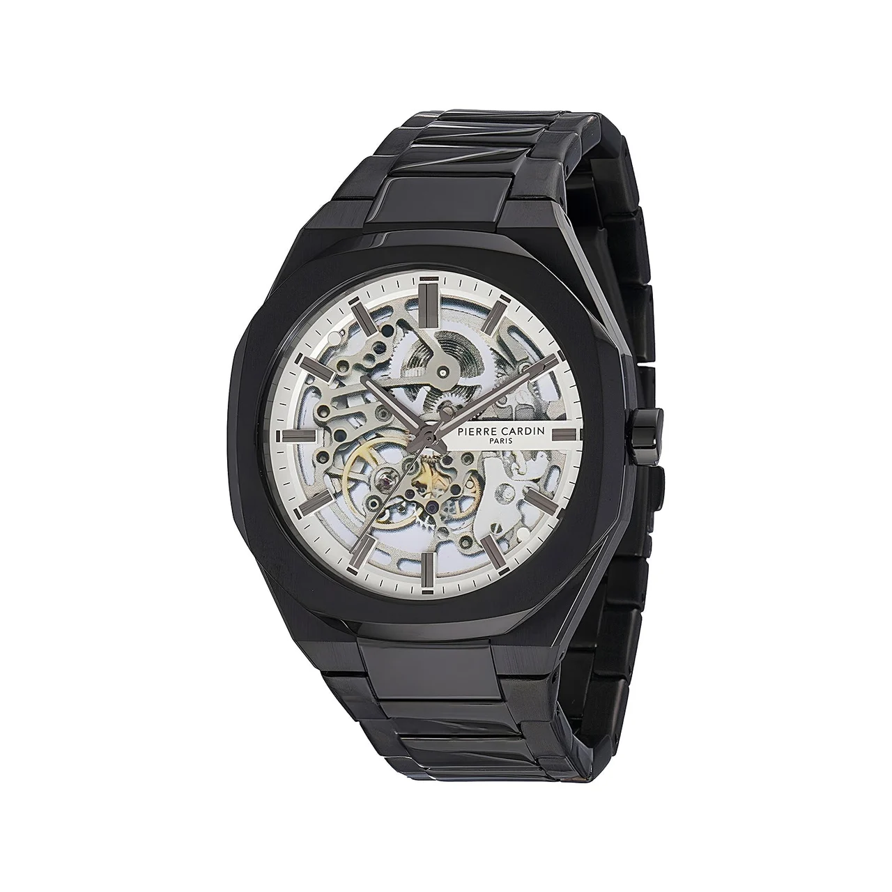 Elysee Maison 8 Automatique Men’s 42mm Skeleton Watch - Black Case with Black Metal Strap CF.1002.MB 42 mm kol saati