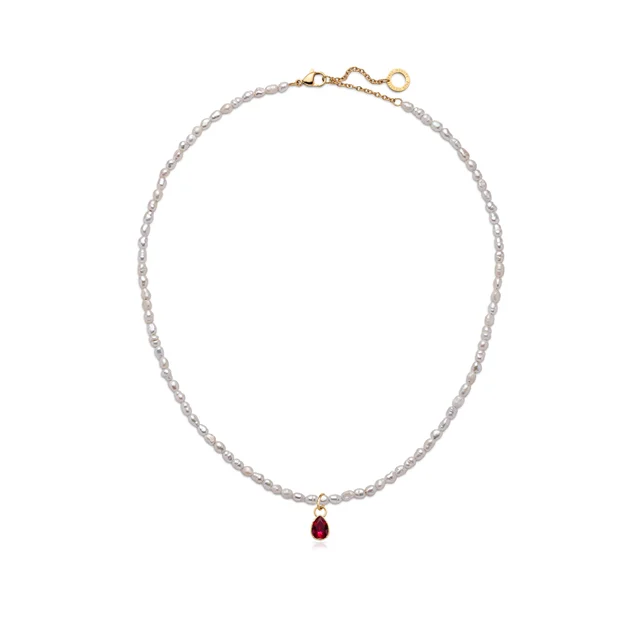 Default Set Red Stone Charm und Halskette Gold PH-JE-1392 kol saati
