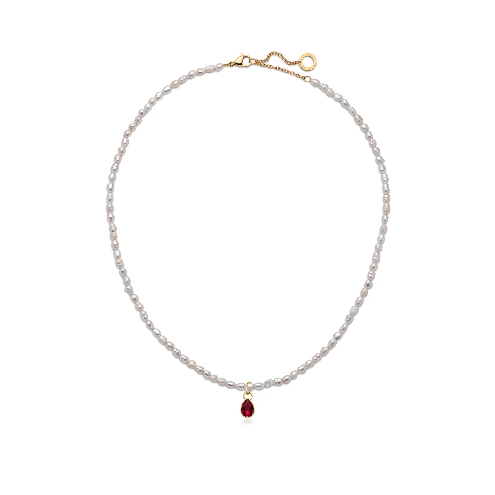 Default Set Red Stone Charm und Halskette Gold PH-JE-1392 kol saati