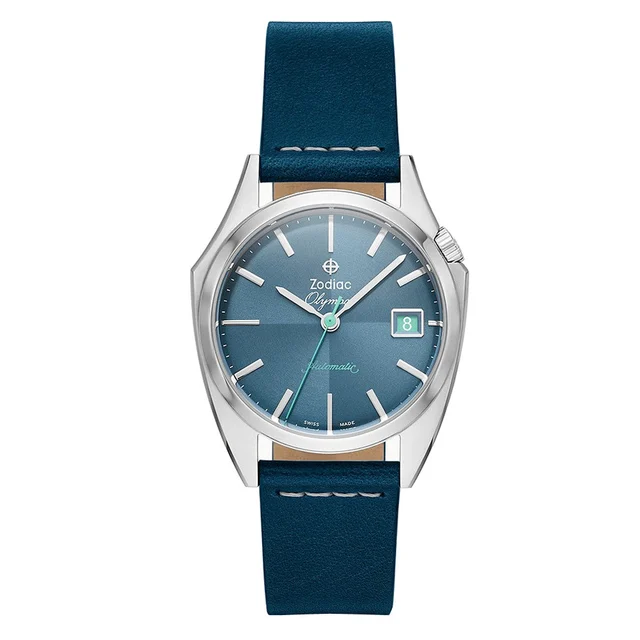 Zodiac Olympos Automatic Blue Leather Watch #ZO9711 kol saati