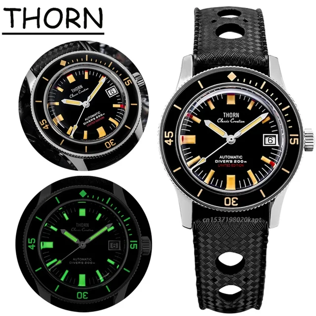 Tandorio Titanium Pt5000 Movt fifty fathoms watch THORN T006 20ATM 38MM Sapphire Diver 20B