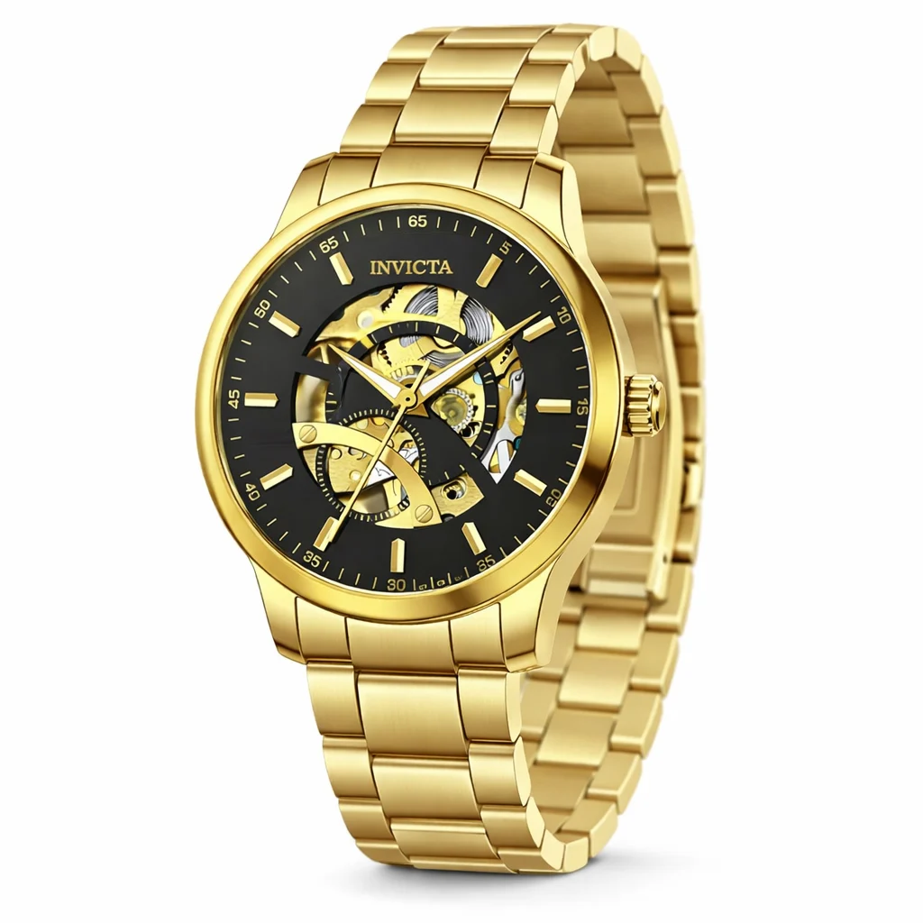 Invicta Objet D Art Arcalis Automatic Watch w/ Skeleton Dial - 42.5mm, Gold (69121) 42.5 mm kol saati