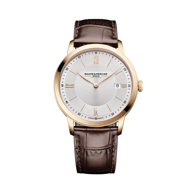 Baume Et Mercier Classima 10857 Quartz Gold-Tone PVD 40mm - Silver on Leather Strap M0A108
