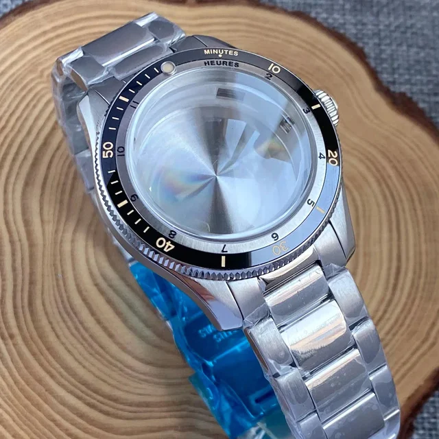 Tandorio Double Bow Sapphire Glass 120 Clicks Bezel Watch Case 14:29#only the case;2000000