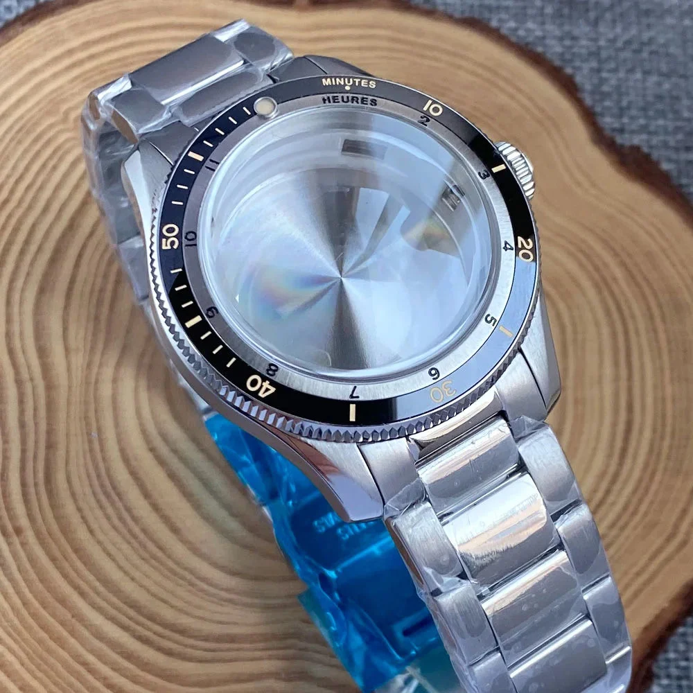Tandorio Double Bow Sapphire Glass 120 Clicks Bezel Watch Case 14:29#only the case;200000046:201718821#Fit NH35A NH36A 48 mm kol saati