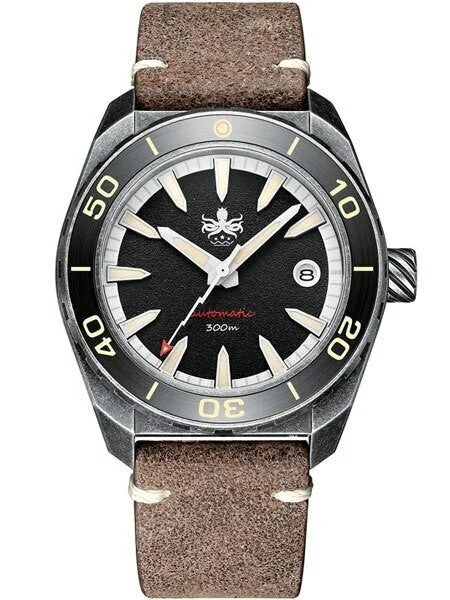 Phoibos Scratch and Dent - Black Proteus 300-Meter Automatic Dive Watch with AR Double Dome Sapphire Crystal #PY028C SND971 42 mm kol saati