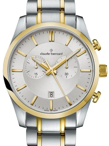 Claude Bernard Swiss Chronograph Dress Watch with Sapphire Crystal #10104-357J-AID2 42 mm kol saati